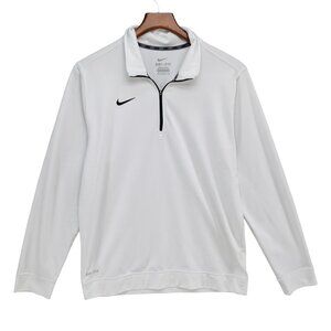 Nike 1/4 Zip Pullover Top Womens Solid White Long Sleeve Size M